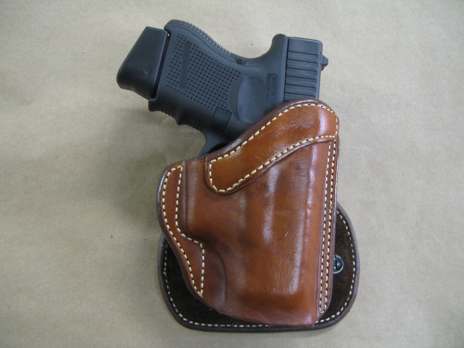 Leather OWB Paddle Holster With Open Top Fits Sig Sauer P6 9mm 3.5" BBL #1395# 