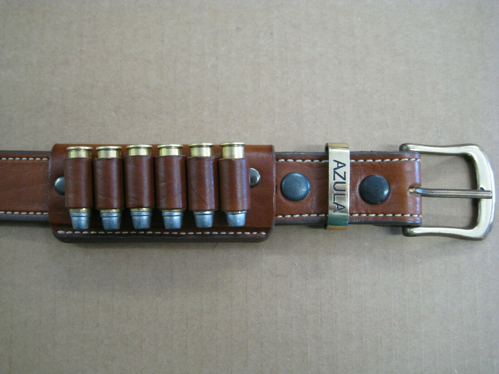 Ammo Holder Slide on Belt Leather Cartridge Holder for Belts 1.5 to 2.25 Wide 