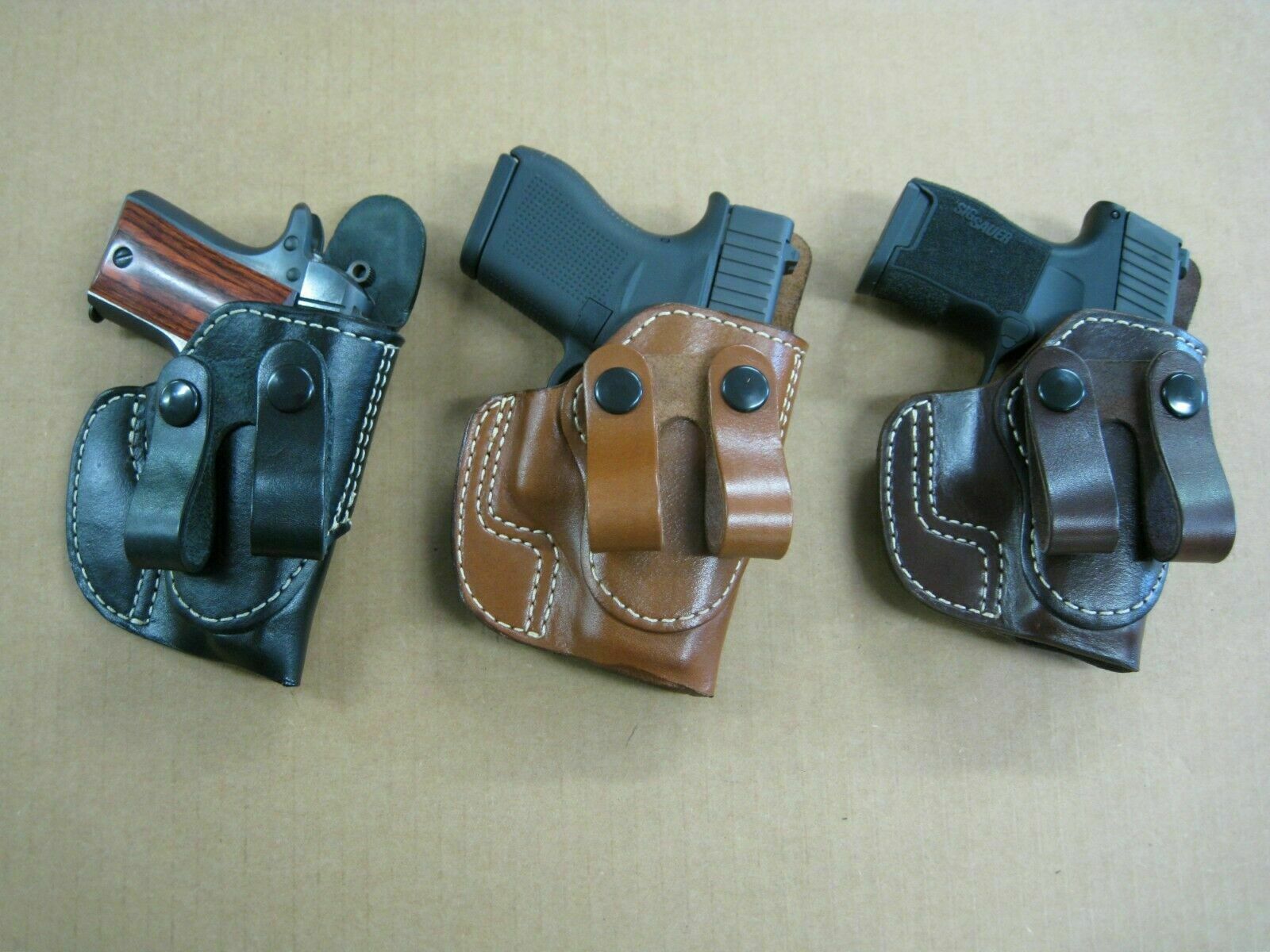 Details about   LT TAN CUSTOM IWB Leather Gun Holster U CHOOSE:rh,lh-laser-slide-cant-belt-mag 