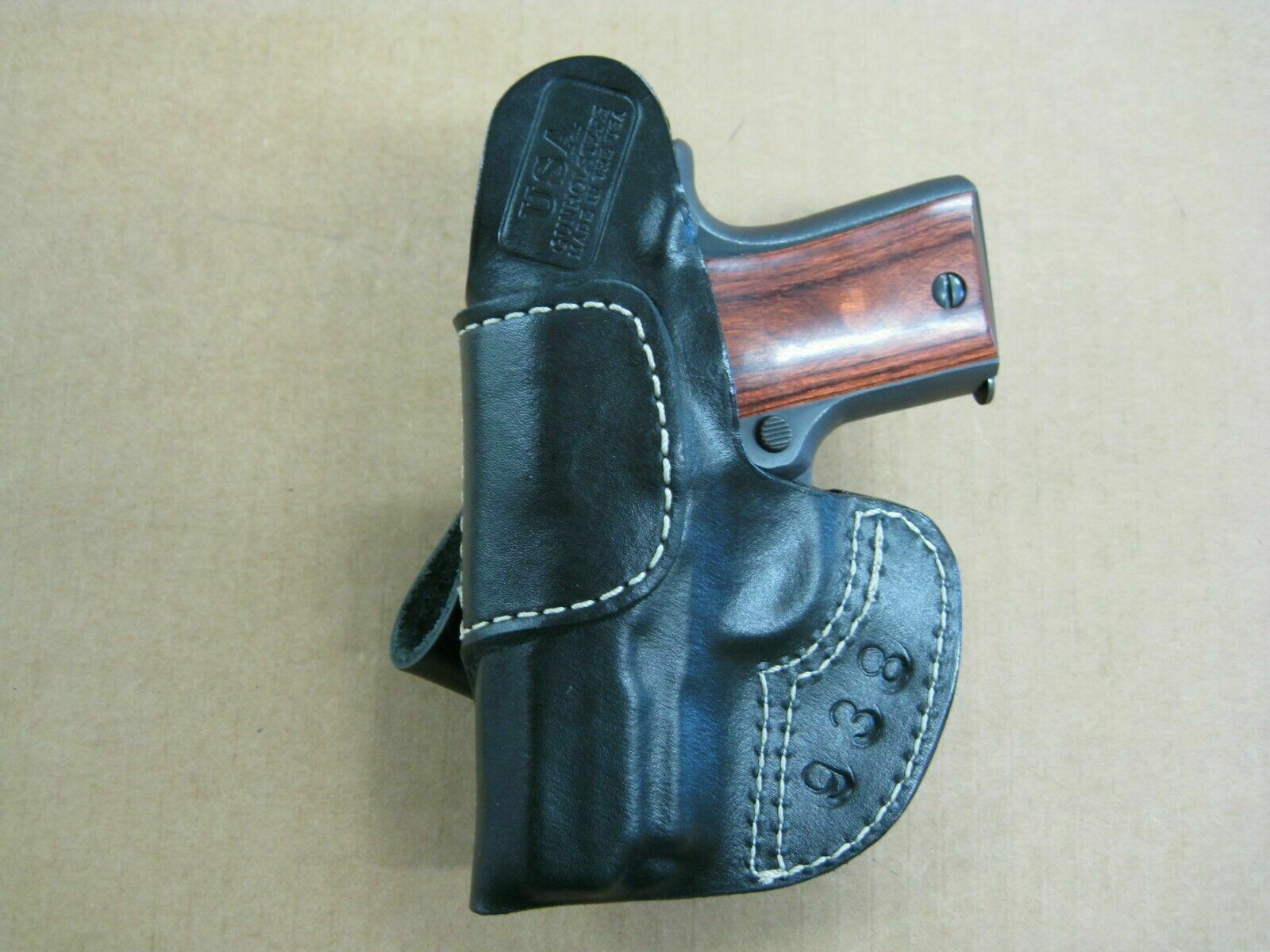 IWB HOLSTER W/ CLIP. INSIDE THE WAISTBAND LEATHER HOLSTER FOR KEL-TEC P3AT 380 
