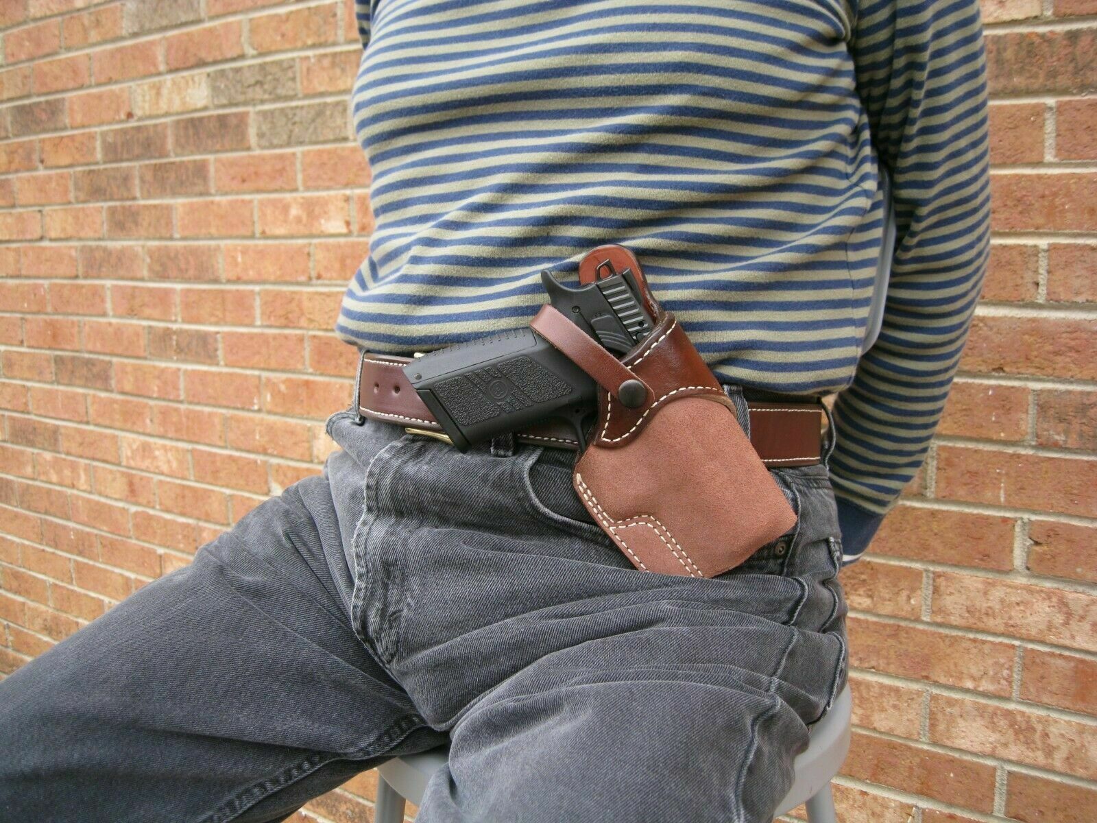 Cross Draw Carry Lined Holster with Safety Strap – Azula Gun Holsters