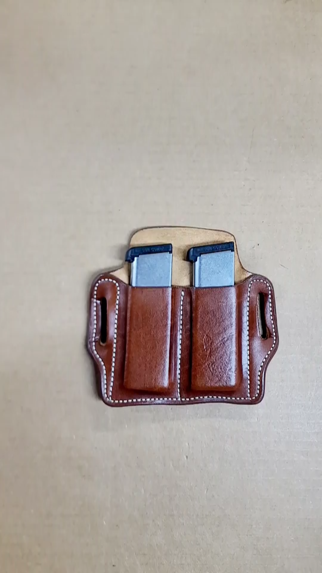 OWB | 2 Slot Molded Pancake Dual Magazine Pouch | Classic Leather
